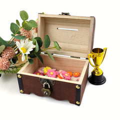 Vintage Wooden Storage Box Treasure Chest for Wedding Gift