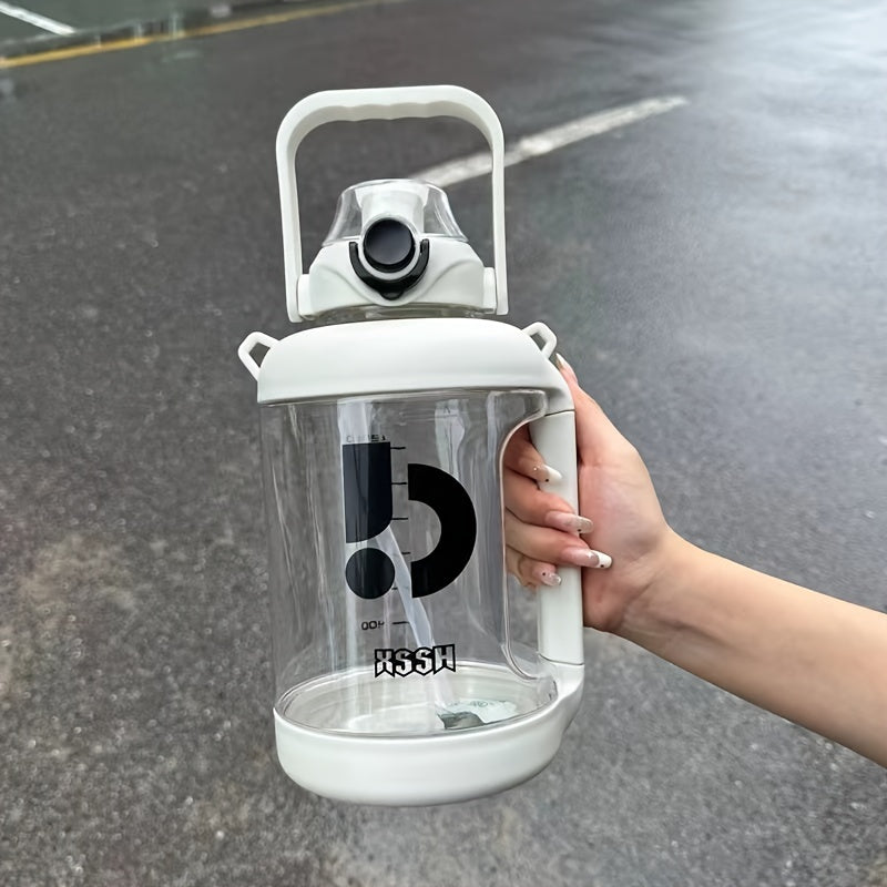2200ml Letter Printed Water Bottle Portable Flip Top Plastic Water Cup