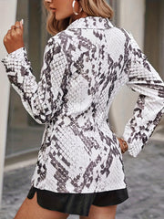 Snake Skin Print Double Breasted Blazer