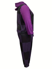 Patchwork Long Sleeve Hoodie & Pants Set