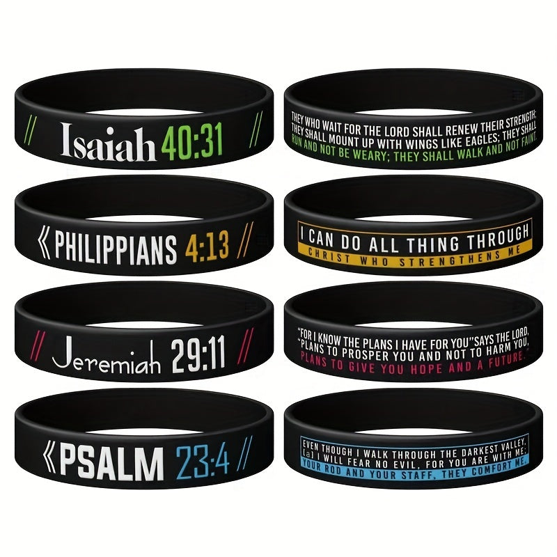 Inspirational Bible Bracelets Stretch Silicone Wristbands for Sports and Faith