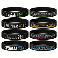 Inspirational Bible Bracelets Stretch Silicone Wristbands for Sports and Faith