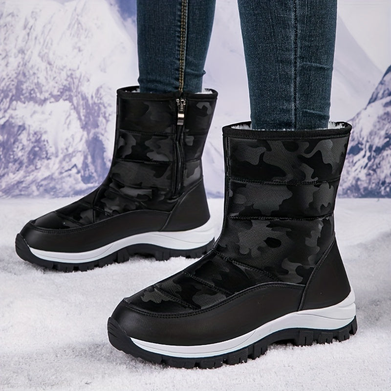 Women's Waterproof Snow Boots Faux Leather Winter Warm High Tube Hiking Boots