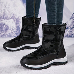 Women's Non Slip Chunky Snow Boots Warm High Top Zipper Hiking Boots