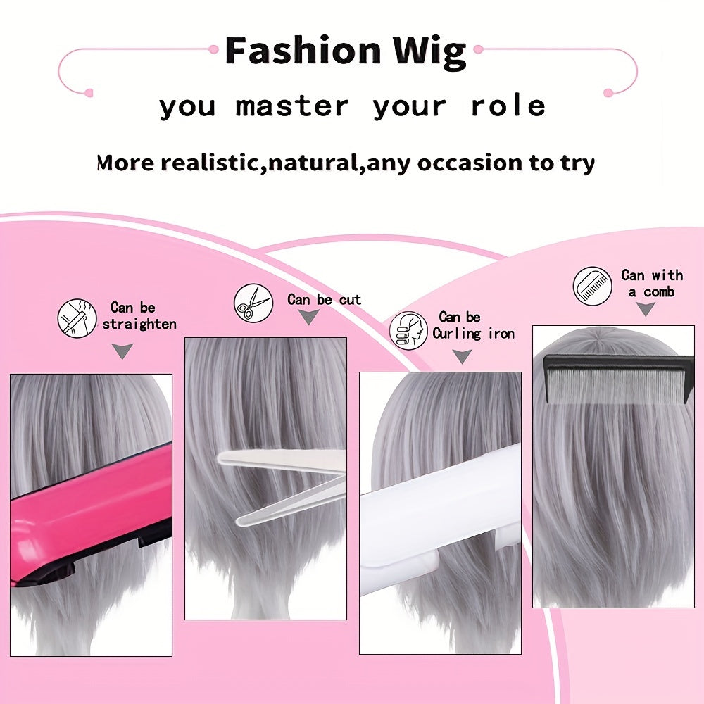 Men's Silver Gray Anime Costume Wig for Parties
