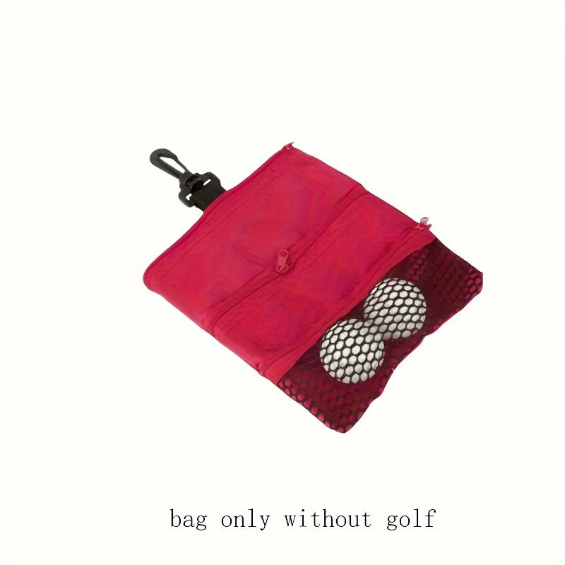 Portable Pocket Pouch for Golf Bag - 3 Zippered Pockets & Clips