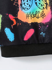 Girls Multicolored Portrait Graphic Sweatshirt