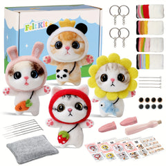 Wool Needle Felting Kit for Cat Doll DIY Art Craft