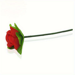 Magic Rose Trick Instant Appear Red Flower Gag with Green Leaves