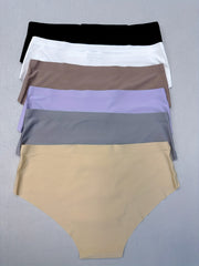 6pcs Seamless Solid Briefs Stretchy Intimates Panties Women's Lingerie