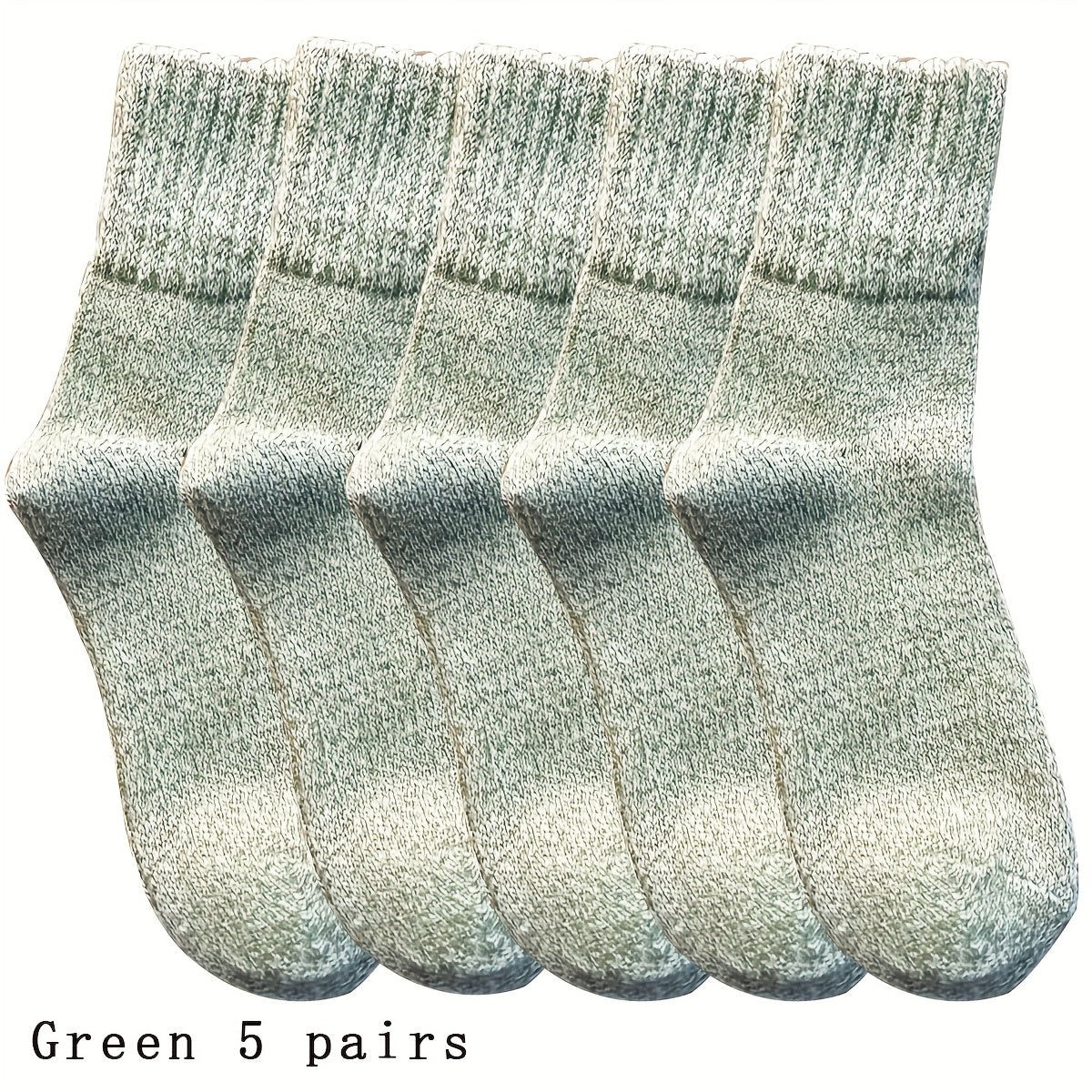 5 Pairs Thick Knit Socks Warm Mid Tube Stockings