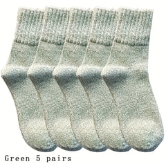 5 Pairs Thick Knit Socks Warm Mid Tube Stockings