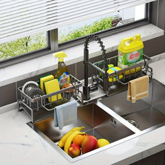 Stainless Steel Sink Rack Sponge Dish Soap Dish Cloth Brush Holder