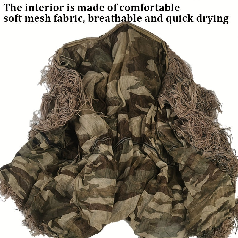 Men's Ghillie Suit Jacket & Pants Set Camo Airsoft Gear