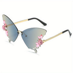 Rhinestone Gradient Butterfly Sunglasses UV400