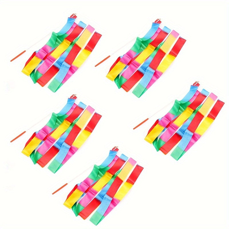 5pcs Gymnastics Ribbons Multicolor Streamers With Wand