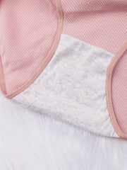 6pcs Letter Tape Ribbed Briefs Women's Lingerie