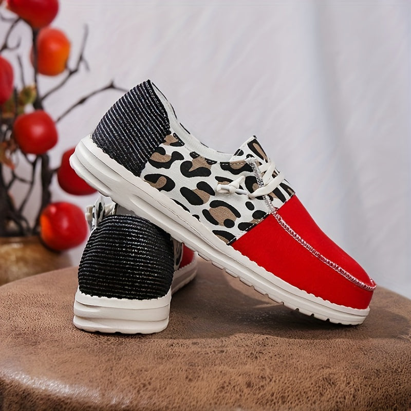 Leopard Print Canvas Slip On Sneakers Casual Loafers