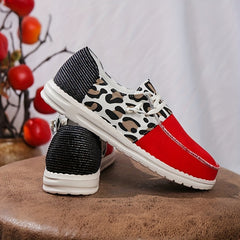 Leopard Print Canvas Slip On Sneakers Casual Loafers