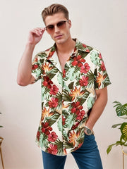Men's Floral Pattern Short Sleeve Hawaii Shirt