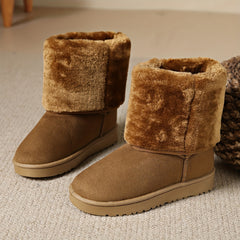 Fluffy Fur Lined Snow Flat Boots for Women