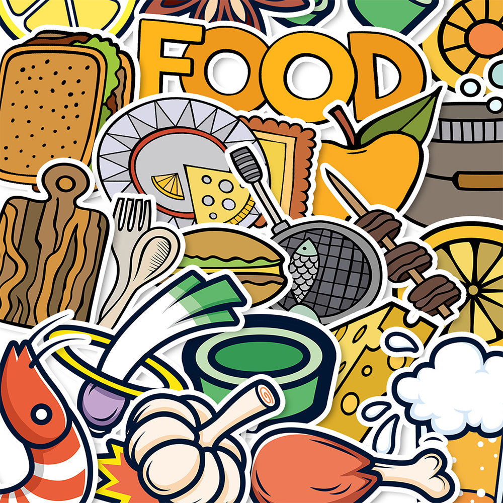 25pcs Food Cartoon Stickers for Phone Case Decoration