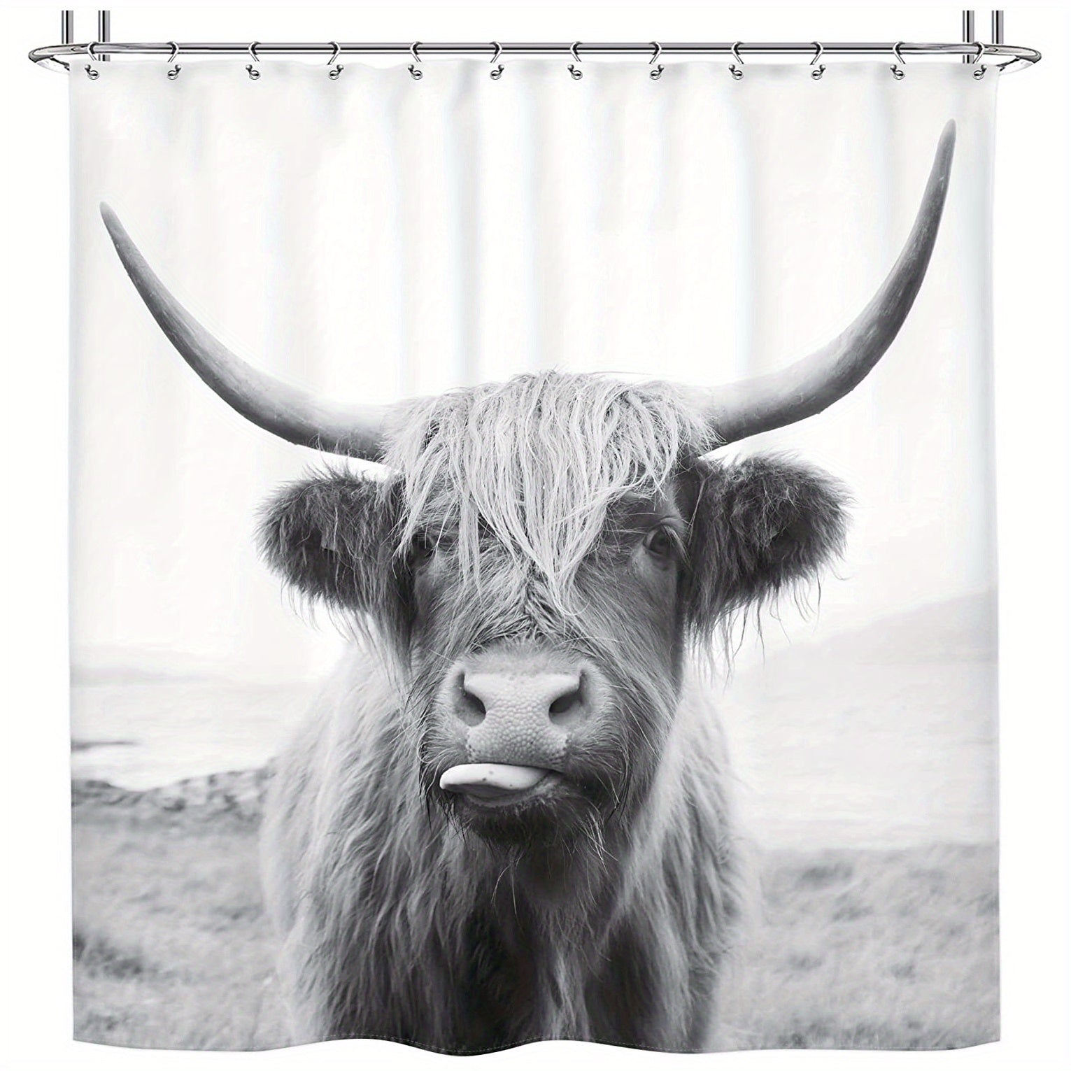 Highland Cow Shower Curtain with 12 Hooks