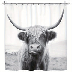 Highland Cow Shower Curtain with 12 Hooks