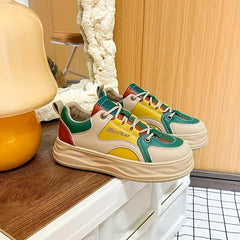 Women's Letter Pattern Board Shoes Lace Up Flat Athletic Sneakers
