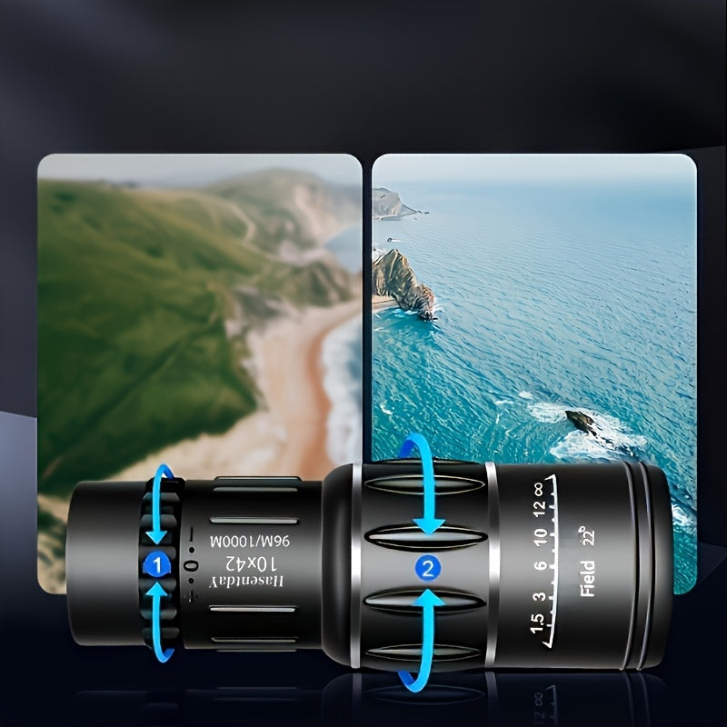 10x42 Portable Monocular Telescope with Adjustable Focus Lightweight