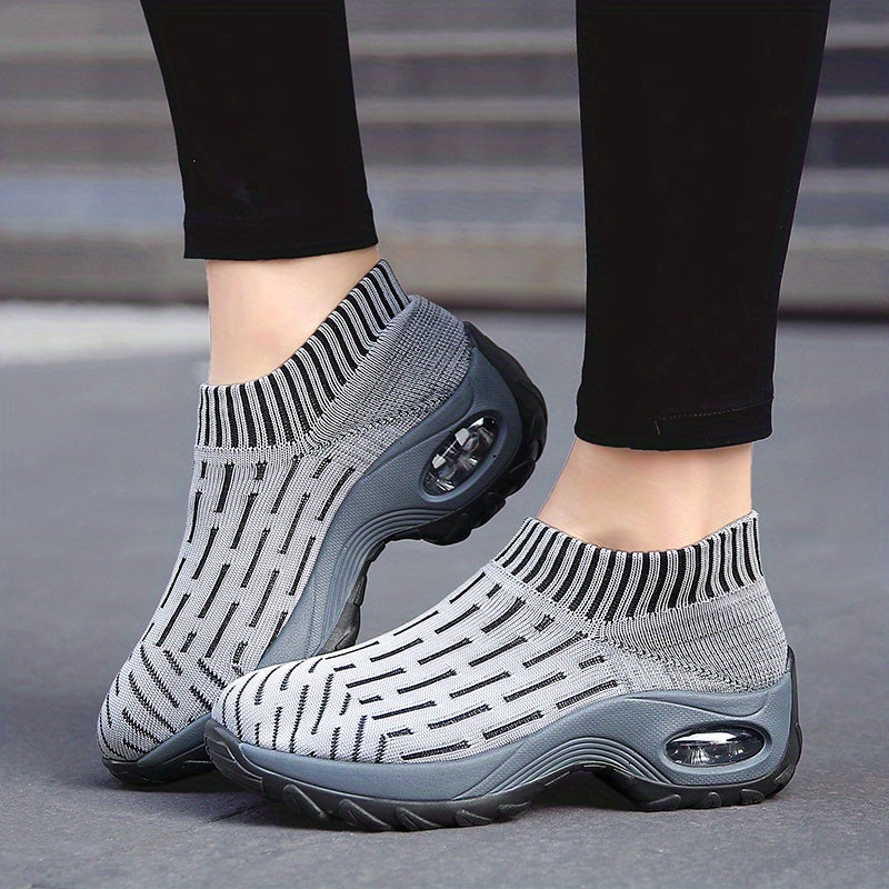 Women's Knit Sock Sneakers Slip On Wedge Shoes