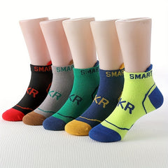 5 Pairs Boys Kids Breathable Ankle Socks Thin Crews for Summer Spring Autumn