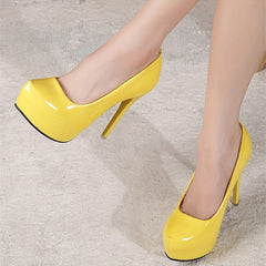 Patent Leather Slip On Platform Stiletto Heel Shoes
