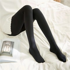 Plush Lined Tights Solid Warm Leggings for Winter Women