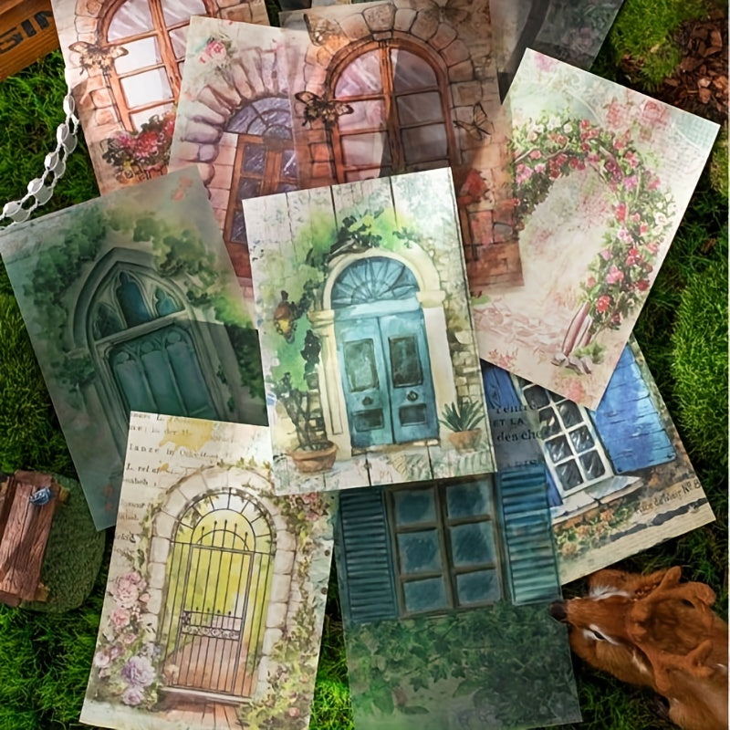 Creative Garden Door Window Scenery Decoration Paper Set