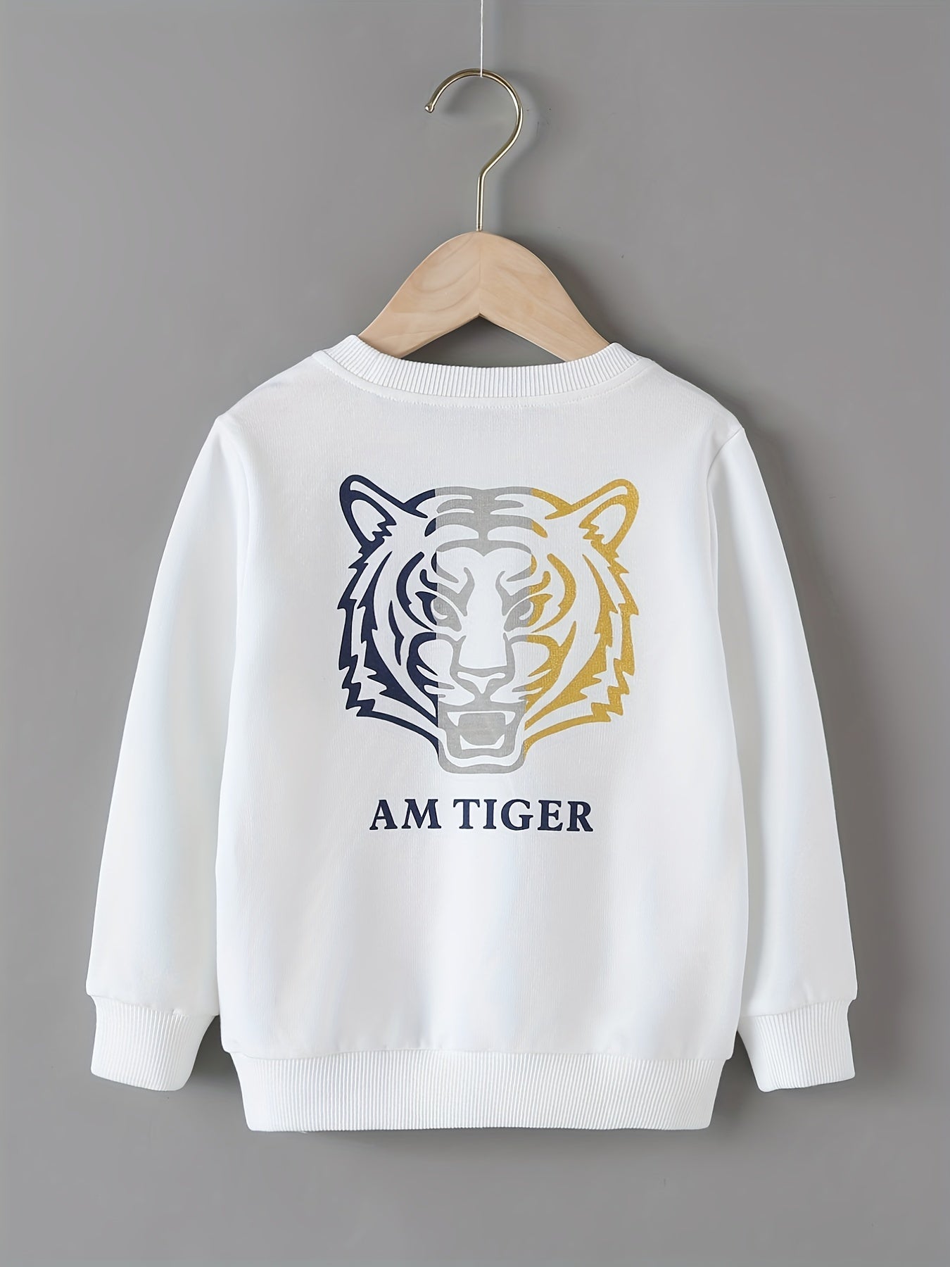 Tiger Long Sleeves Round Neck T shirt Tees Tops for Boys and Girls