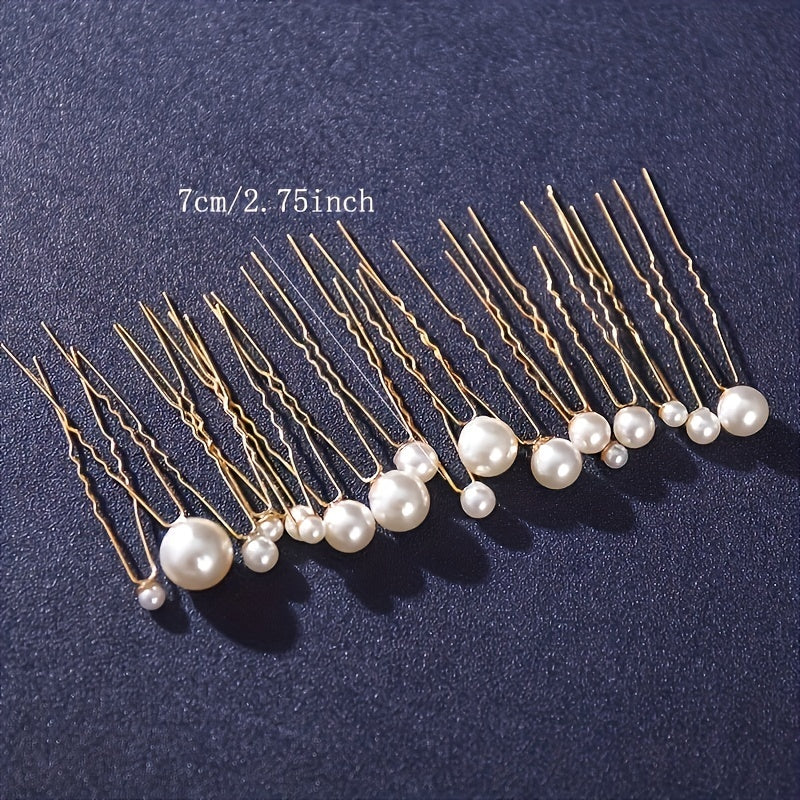 18pcs Faux Pearl U Shaped Hair Clip