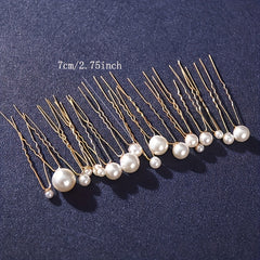 18pcs Faux Pearl U Shaped Hair Clip