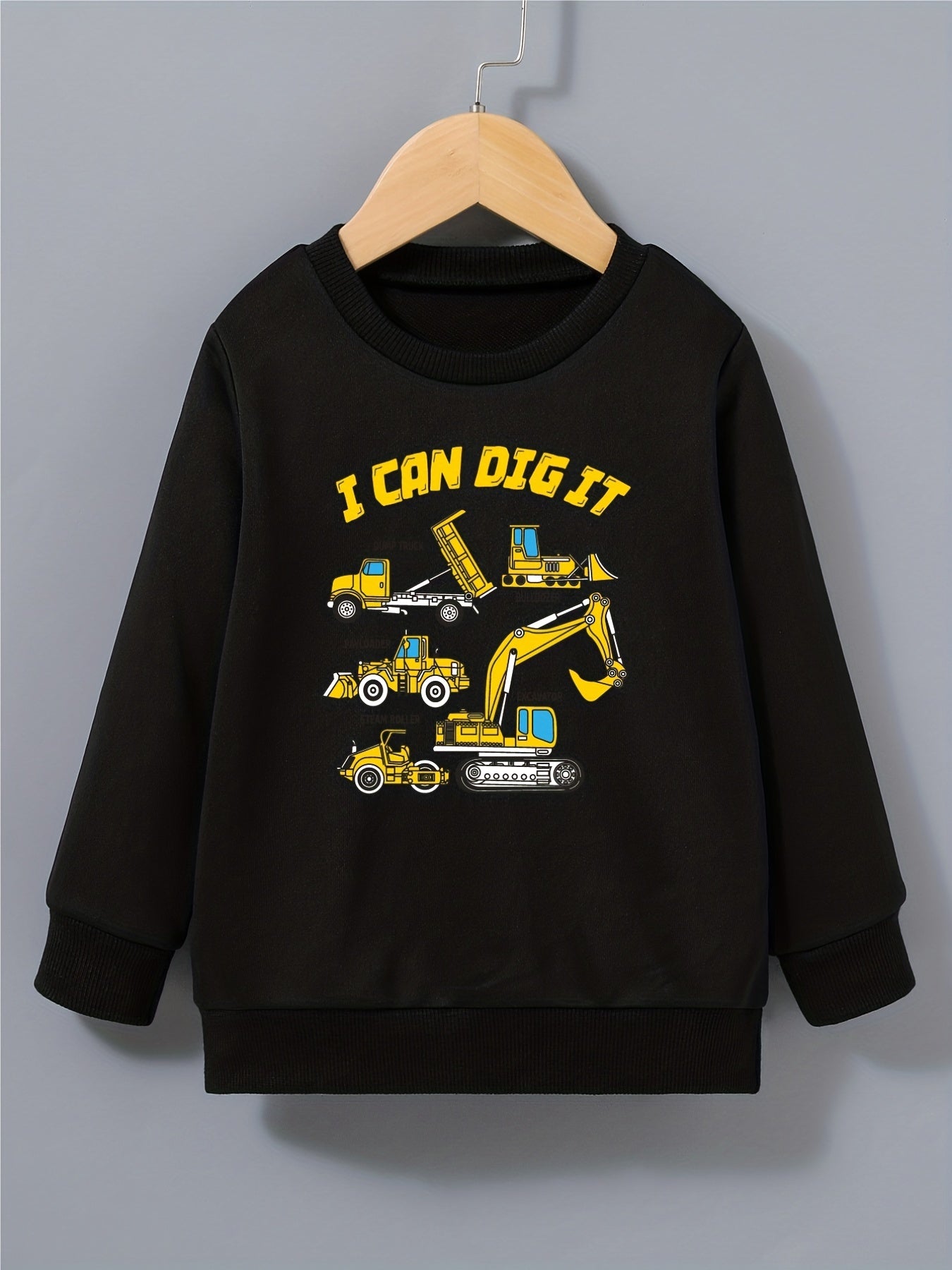 Cartoon Construction Car Boys Sweatshirt