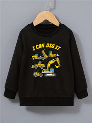Cartoon Construction Car Boys Sweatshirt