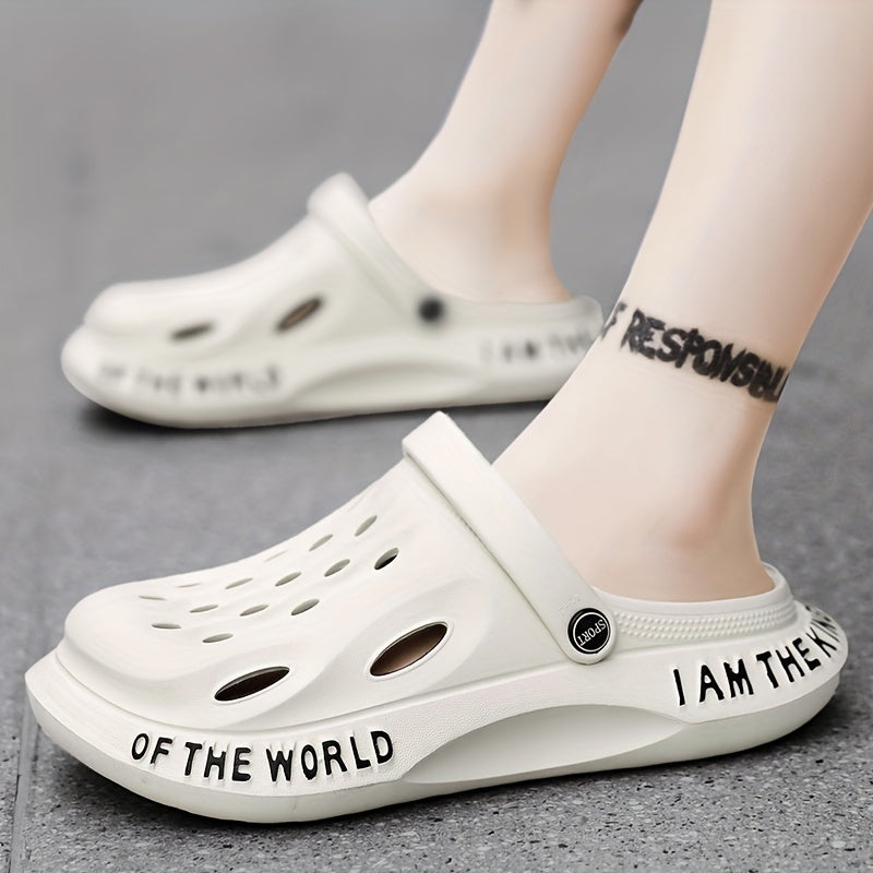 Men's Alphabet Detail Lightweight Comfy Clogs Hollow Out Non Slip Garden Shoes