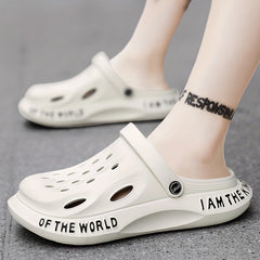 Men's Alphabet Detail Lightweight Comfy Clogs Hollow Out Non Slip Garden Shoes