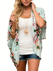 Floral Print Bat Sleeve Cover Up