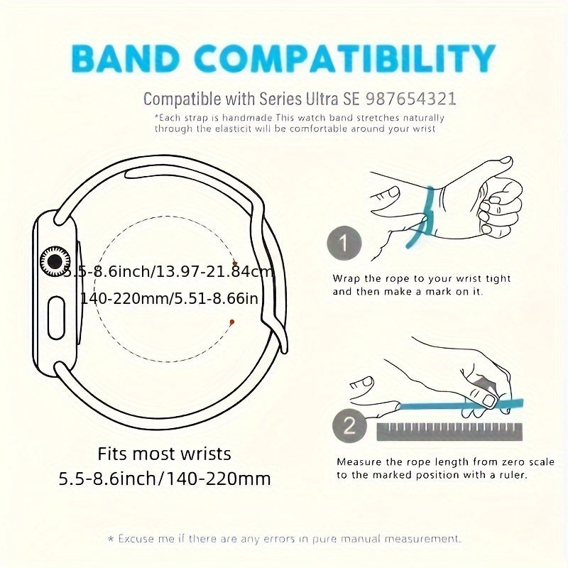 Bead Braided Watch Strap for iWatch SE10 9 8 7 6 5 4 38mm 49mm