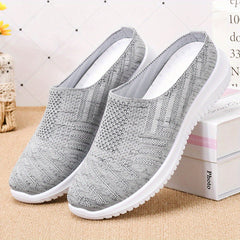 Women's Breathable Woven Mule Sneakers Slip On Outdoor Shoes Walking Shoes
