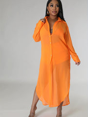 Solid Two-Piece Set Longline Shirt & Drawstring Shorts