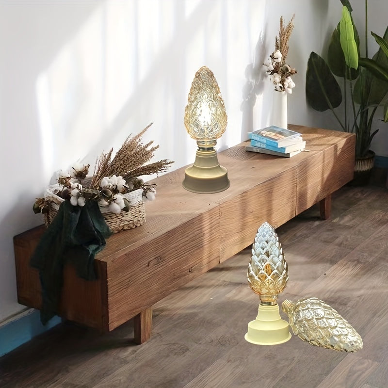 Vintage Golden Pine Cone Diamond Night Light