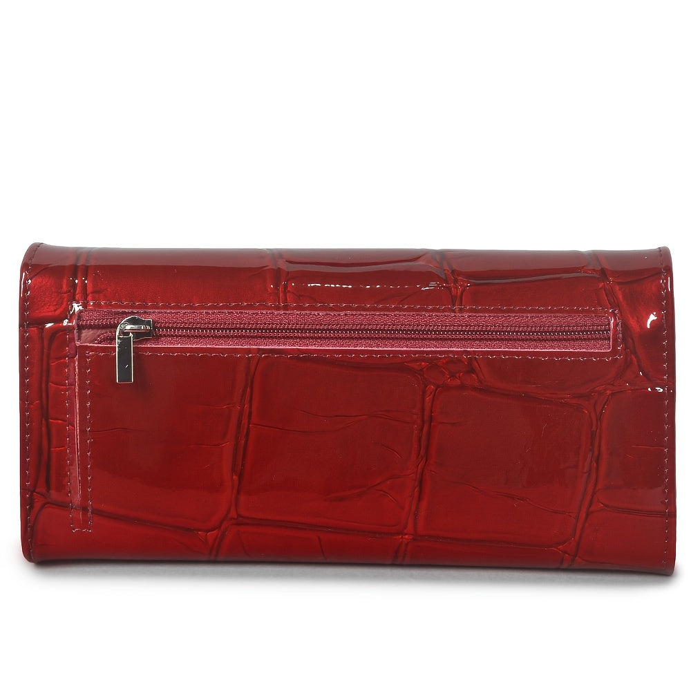 Top Grain Leather Women'S Bi fold Wallet with Magnetic Closure