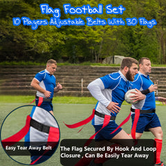 MEKNIC Flag Football Belts 10 Player Set with 30 Flags