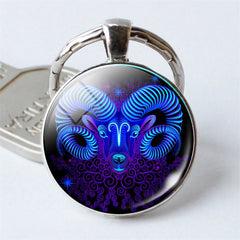 Zodiac Double Sign Keychain Pendant Vintage Lucky Bag Key Chain